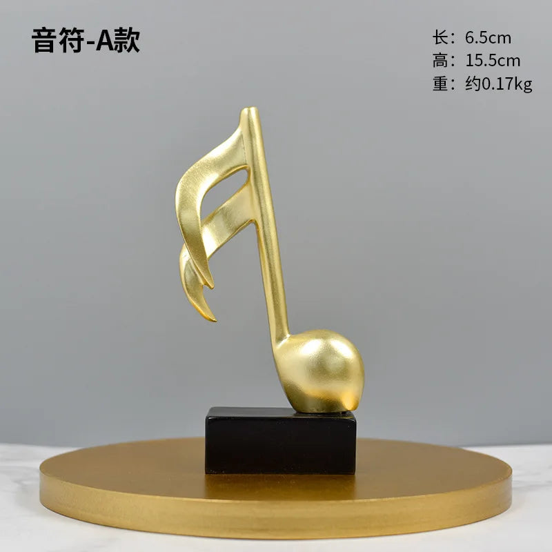3 Piece Set of Music Note Decorations, Gifts, Music Statues, Modern Statues, Sculptures, Table Centerpieces, Crafts, Golden 。