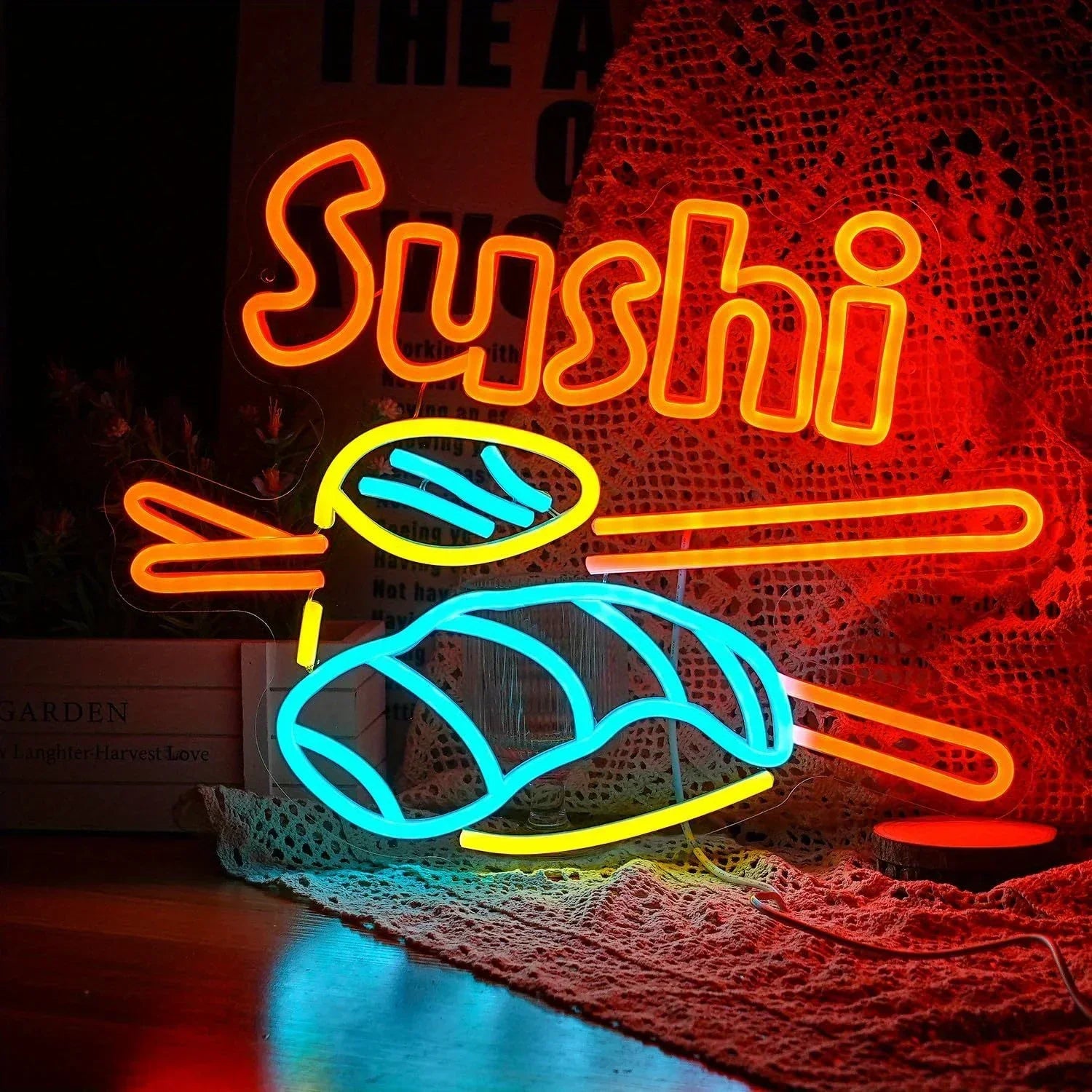 Sushi Neon Sign LED Sushi Light Sign Wall Decoration USB Powered Bright Neon Sushi Sign Shops Sushi Restaurant Kitchen Party