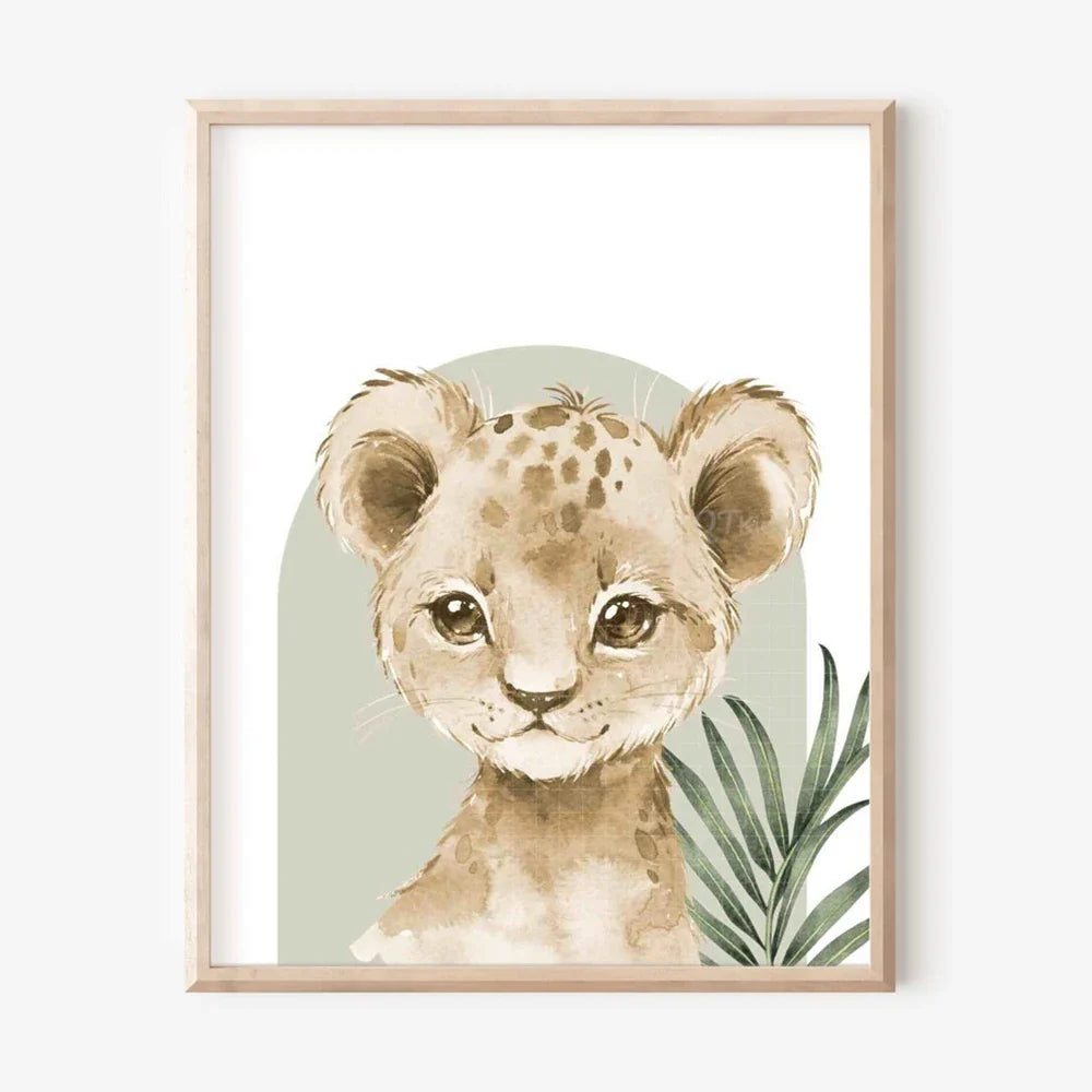Nordic Modern Cute Animal Elephant  Giraffe Cat Prints Canvas Painting Poster For Living Room Play Room Kids Room Home Decor