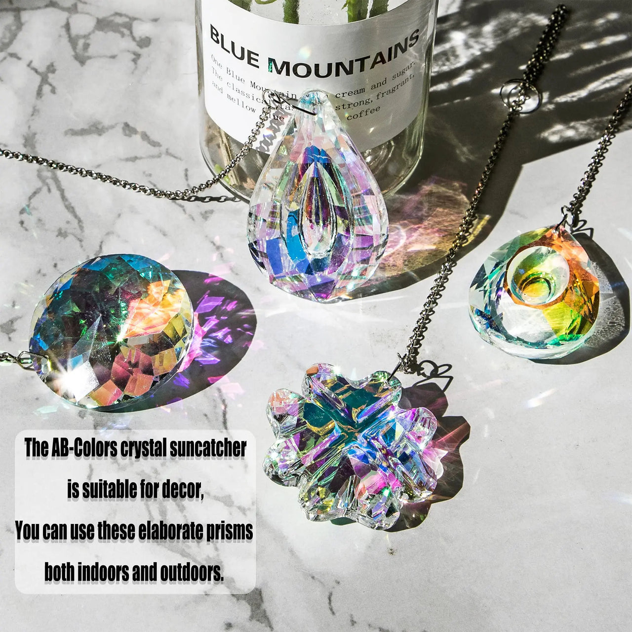 4pcs Clover-Shaped Round Crystal Pendant Crystal  Rainbow Sun Catcher Wedding Decor Home Wedding Party Decoration Ornament