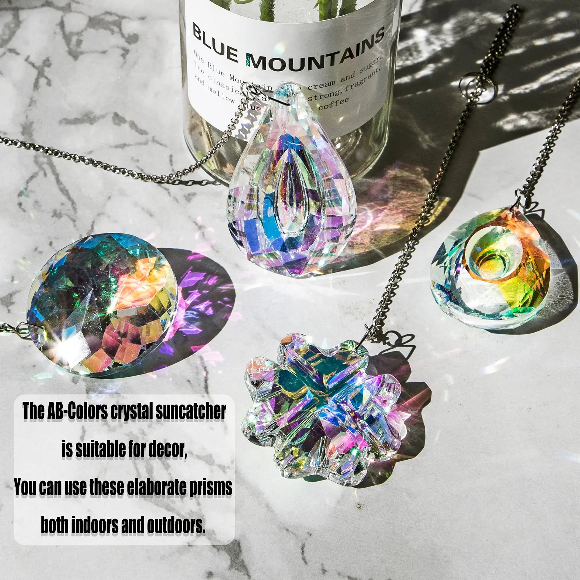 4pcs Clover-Shaped Round Crystal Pendant Crystal  Rainbow Sun Catcher Wedding Decor Home Wedding Party Decoration Ornament