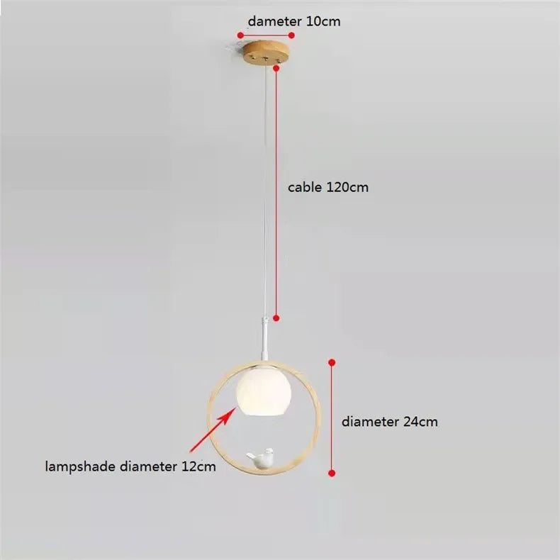Japanese Style Wooden Pendant Light Bedroom Bedside Kitchen Bar Hanglamp Resin Bird Decoration Stair Porch Lamp Drop Shipping
