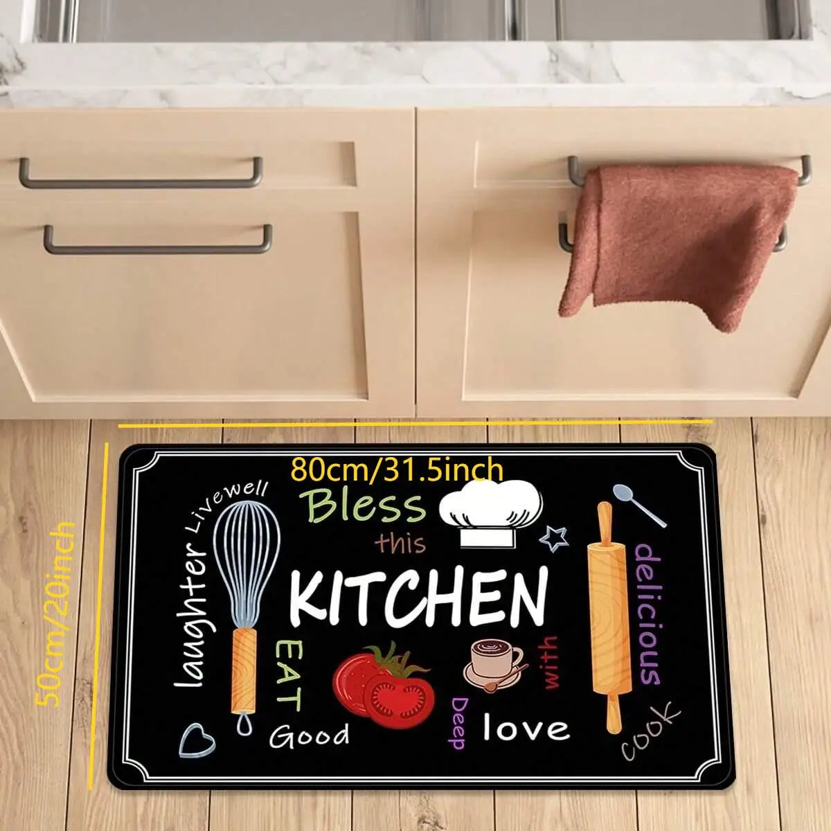 VIKAMA 1/2 pcs Kitchen Printed Floor Mat, Durable and Wear-Resistant, Home Kitchen Floor Mat, Laundry Room Carpet, Home Decor