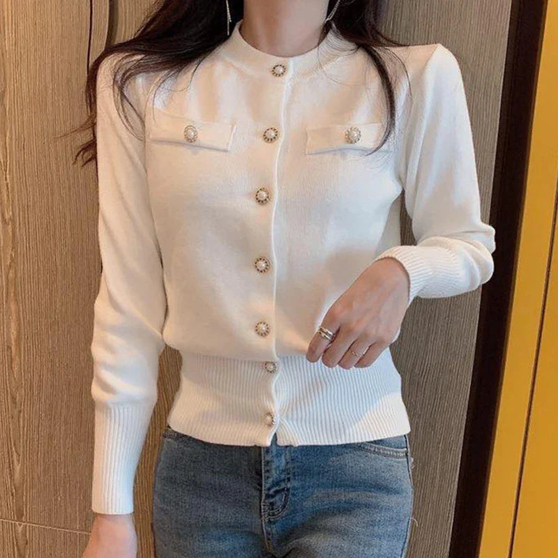 2026 Autumn Long Sleeve Fashion Women Cardigans Sweater Knitted Coat Short Casual Single Breasted Korean Slim Chic Ladies Tops