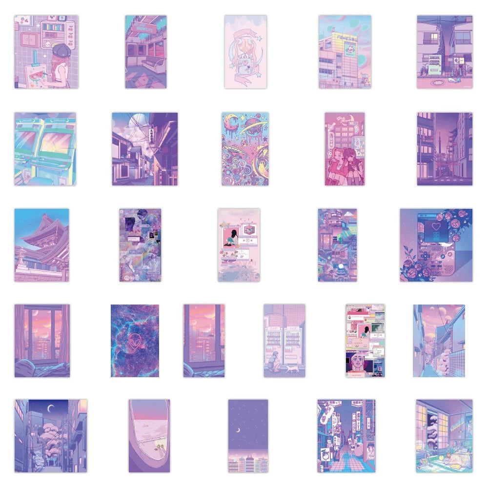10/30/55pcs Cute Laser Girl Cartoon Aesthetic Stickers Ins Decals Scrapbook Phone Laptop Suitcase Decoration Sticker Kids Toy