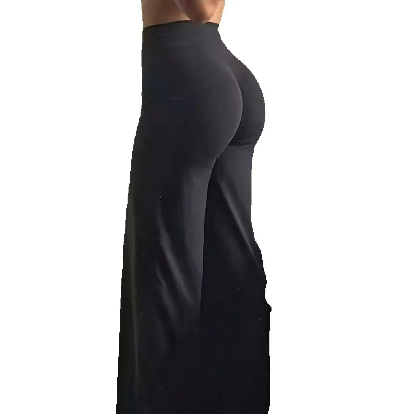 Ladies High-Waisted Wide-Leg Yoga Pants Solid Color Elastic Waistband Comfortable Fabric for Outdoor Fitness