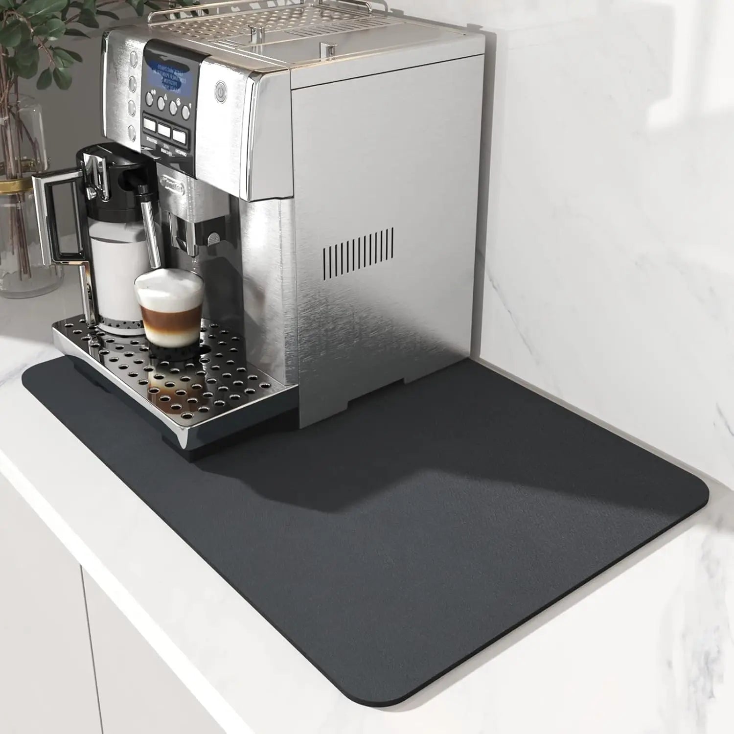 VIKAMA Coffee Machine Mat Rubber Backing Water-Absorbent Dish Drying Pad Kitchen Worktop Drainage Mat Home Decor