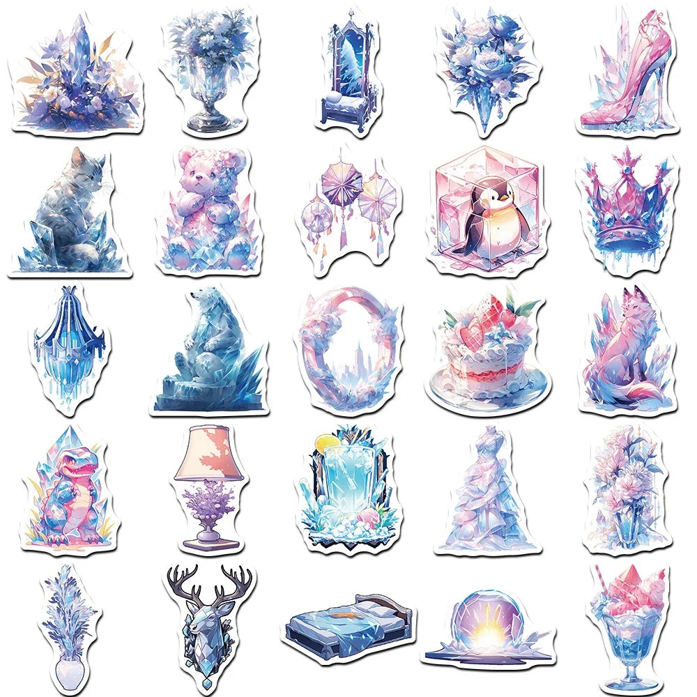 10/30/50PCS Cute Ice World Aesthetic Stickers Cartoon INS Style Decals Laptop Notebook Phone Decoration Graffiti Sticker Kid Toy