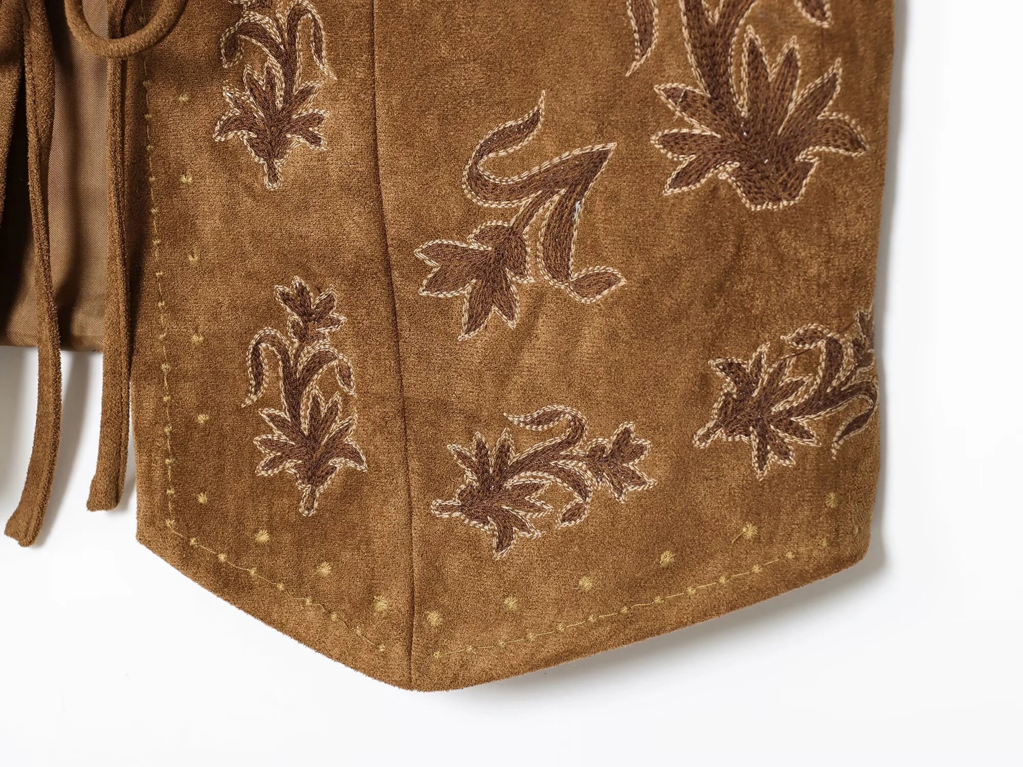 ZERAINS Autumn new women's clothing European and American style bead embroidery suede texture effect vest