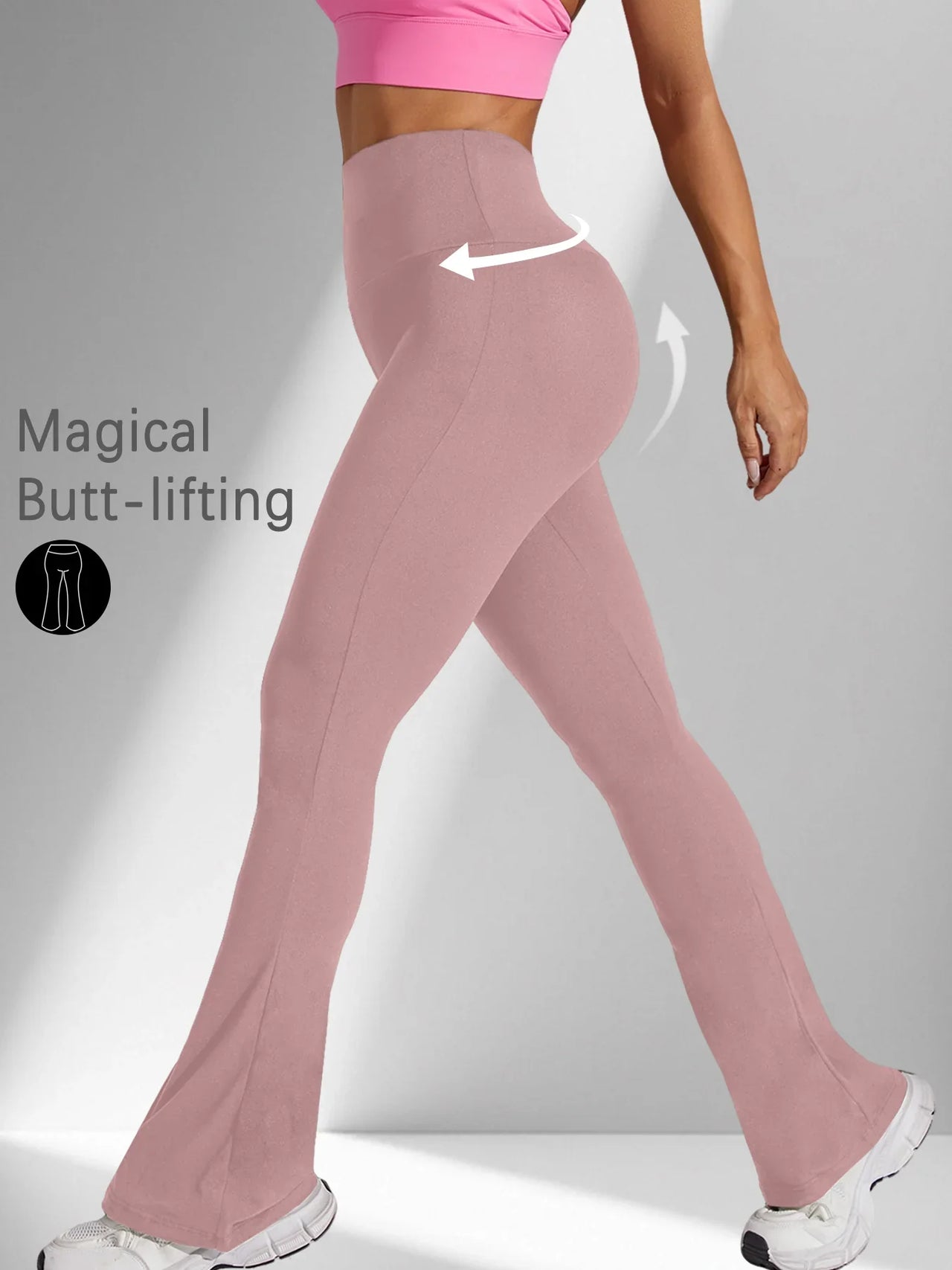 Women's Super Soft Flare Pants High Waisted Tummy Control Workout Yoga Push Up Gym Fitness Long Leggings Bell Bottoms