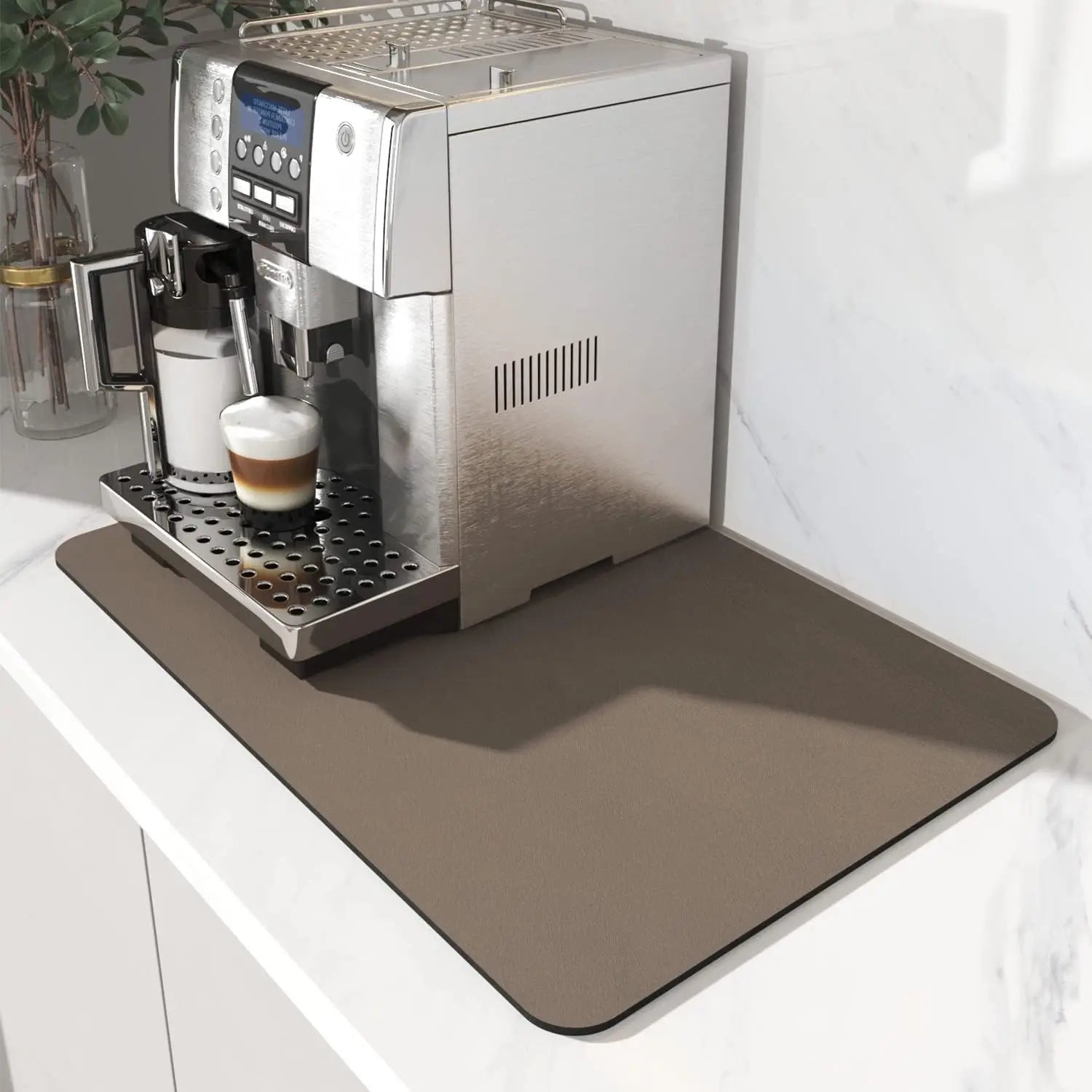 VIKAMA Coffee Machine Mat Rubber Backing Water-Absorbent Dish Drying Pad Kitchen Worktop Drainage Mat Home Decor