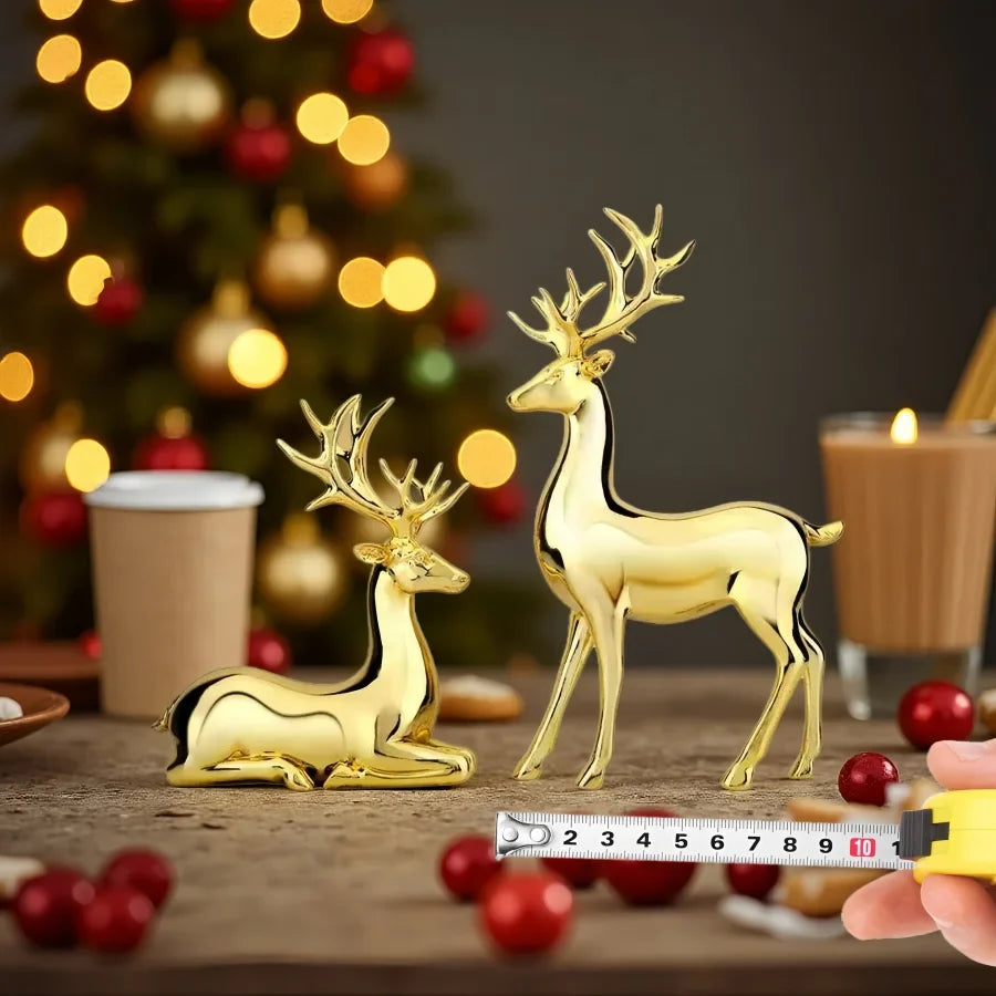 Elegant Resin Reindeer Statue Christmas Ornaments Plated Luxury Living Room Dining Table Decor Family Decor