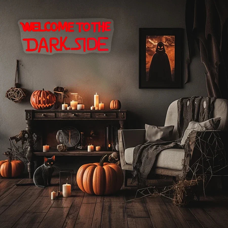 Welcome To The Dark Side Neon Sign, Letter Lamp Icon Usb Powered, Used For Bedroom, Game Room, Haunted House, Halloween Decor.
