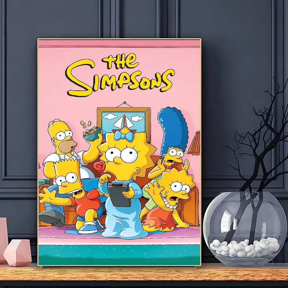 Cartoon Funny The S-Simp-sonsS Poster Sticky Wall Art Printing Waterproof Home Living Bed Room Bar Aesthetic Decor