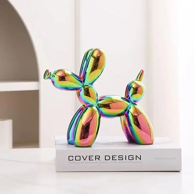 Nordic Ceramic Balloon Dog Abstract Ornament Creative Sculpture Study Room Statue Home Office Accessories Festival Decoration