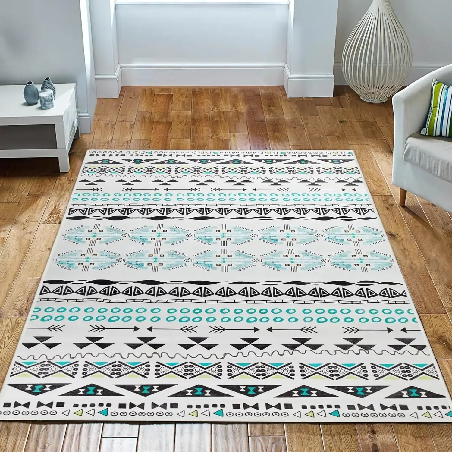 VIKAMA Geometric Style Living Room Carpet, Durable And Slip-Resistant Sofa, Coffee Table Rug, Bedroom Floor Mat, Home Decoration