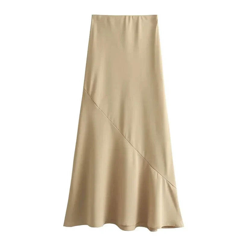 HH Women 2024 Fashion Summer Vest Skirt Sets Khaki V-Neck Sleeveless Pockets Waistcoats+High Waist Asymmetrical Skirt Suits
