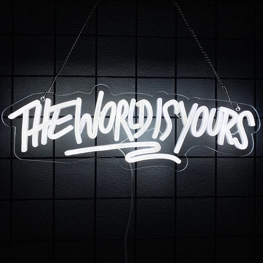 The World Is Yours Neon Sign, Led Letter Icon, Usb Powered, Used For Room, Home, Valentine'S Day Date, Wedding Background Decor.