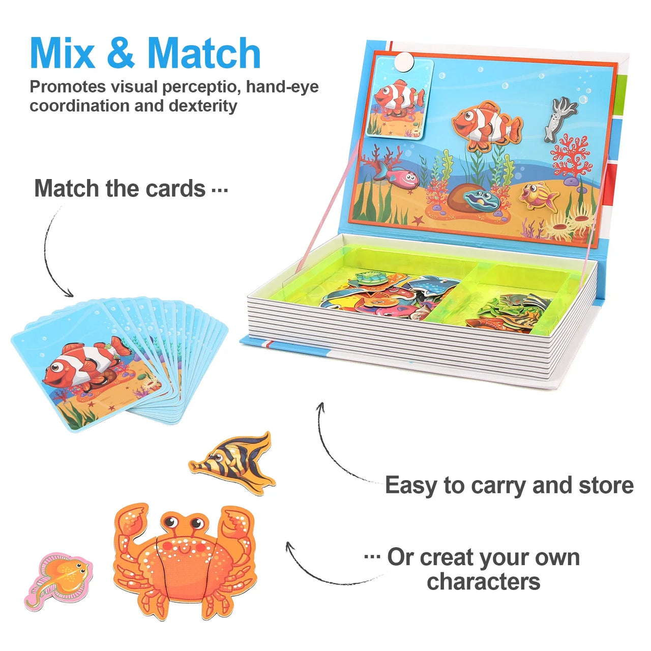 Kids Intelligent 3D Jigsaw Toys Magnetic Puzzle Book Brain Training Games Educational Montessori Toys for Kids Gifts Xmas Toys