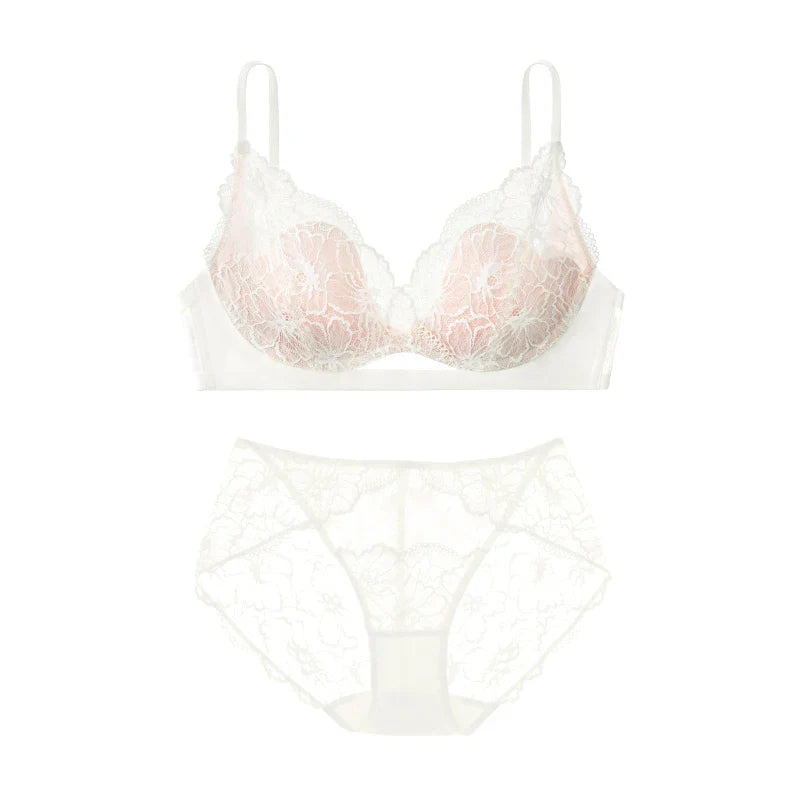 SUJIIN Summer Sexy Bra and Panty Sets for Woman Lace Comfort Thin Bras Set Women's Small Chest Wireless Lingeries Sexy Hot MX325