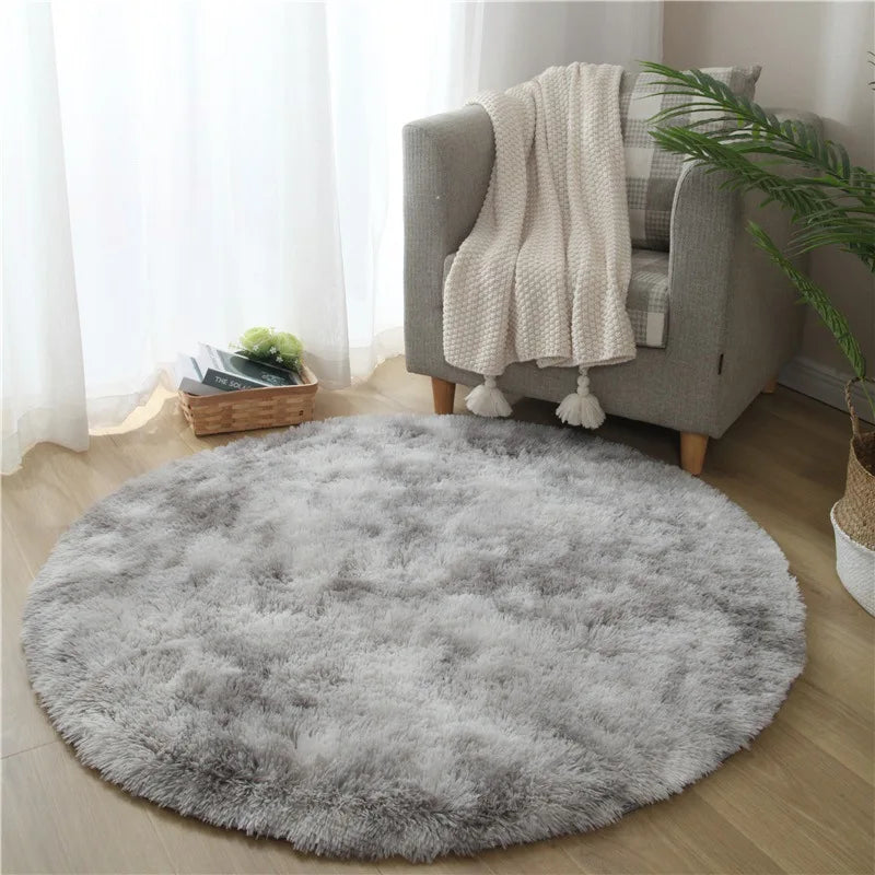 VIKAMA Pink Round Carpet Fluffy Soft Area Floor Mat Children Girls Room Princess Castle Plush Carpet Living Room Home Decor