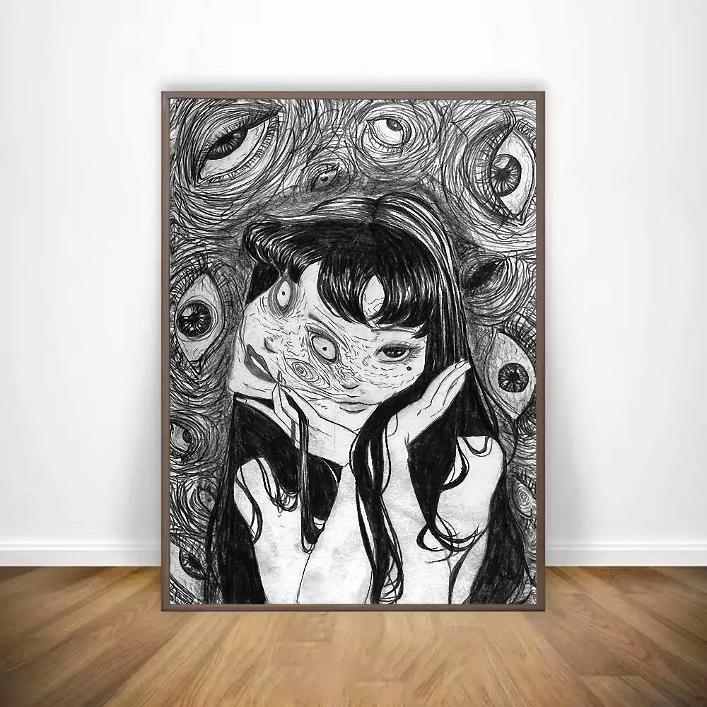 Black And White Ito Junji Tomie Poster HD Art Sticky Wall Waterproof Home Living Room Bar Decoration