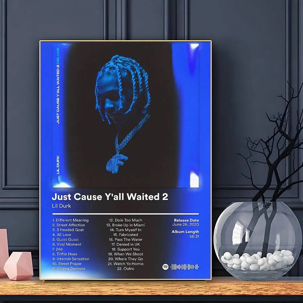 Rapper Lil Durk Deep Thoughts Poster HD Art Sticky Wall Waterproof Home Living Room Bar Decoration