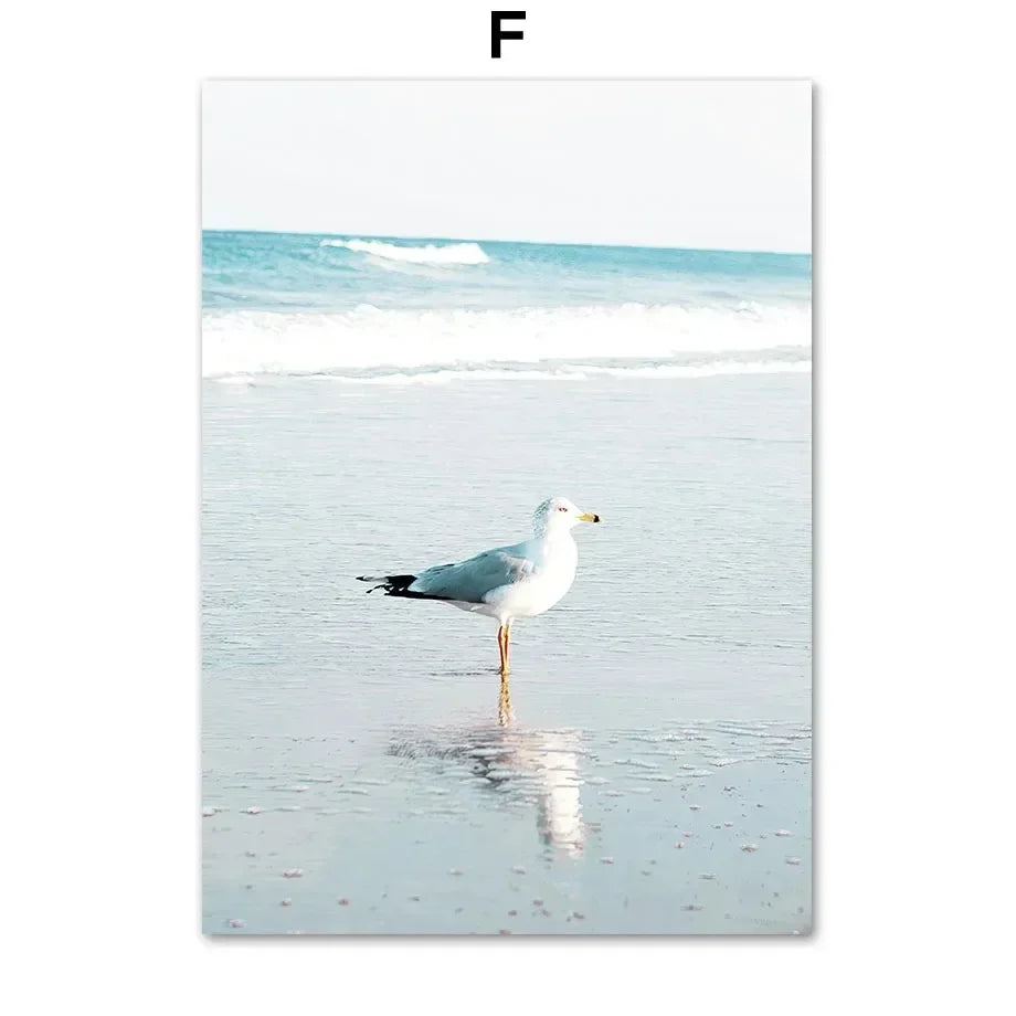 Surfboard Seagull Beach Umbrella Blue Sea Wall Art Canvas Painting Nordic Posters And Prints Wall Pictures For Living Room Decor