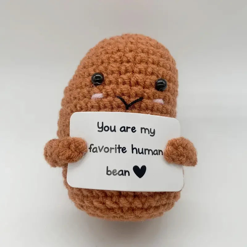 1pc Positive Bean, Positive Affirmation Gifts, Crochet Positive Bean, Funny Unique Crochet Plush Birthday Christmas Gift