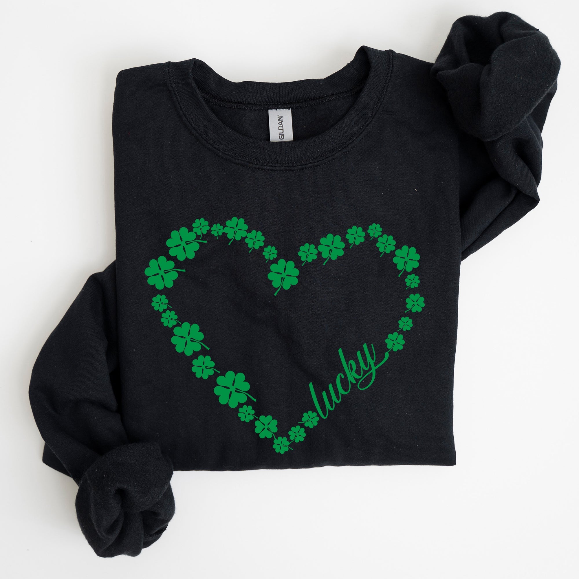 Shamrock Heart Lucky St. Patrick's Day Celebration Symbols Irish Pride Celtic Charm Sweatshirt