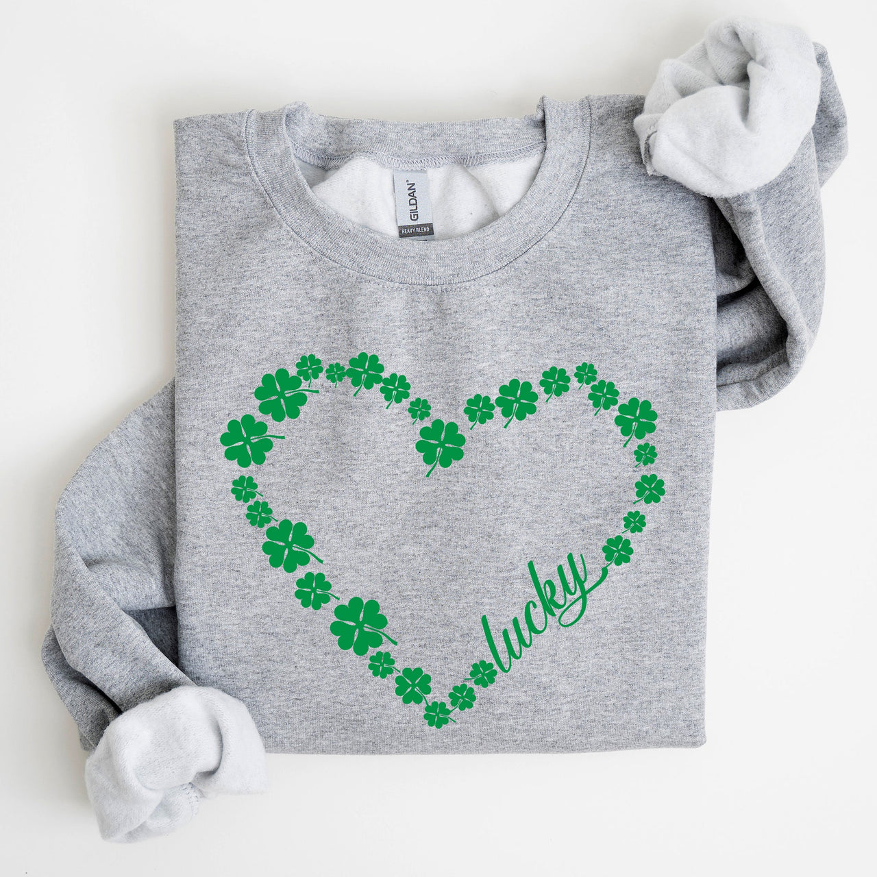 Shamrock Heart Lucky St. Patrick's Day Celebration Symbols Irish Pride Celtic Charm Sweatshirt