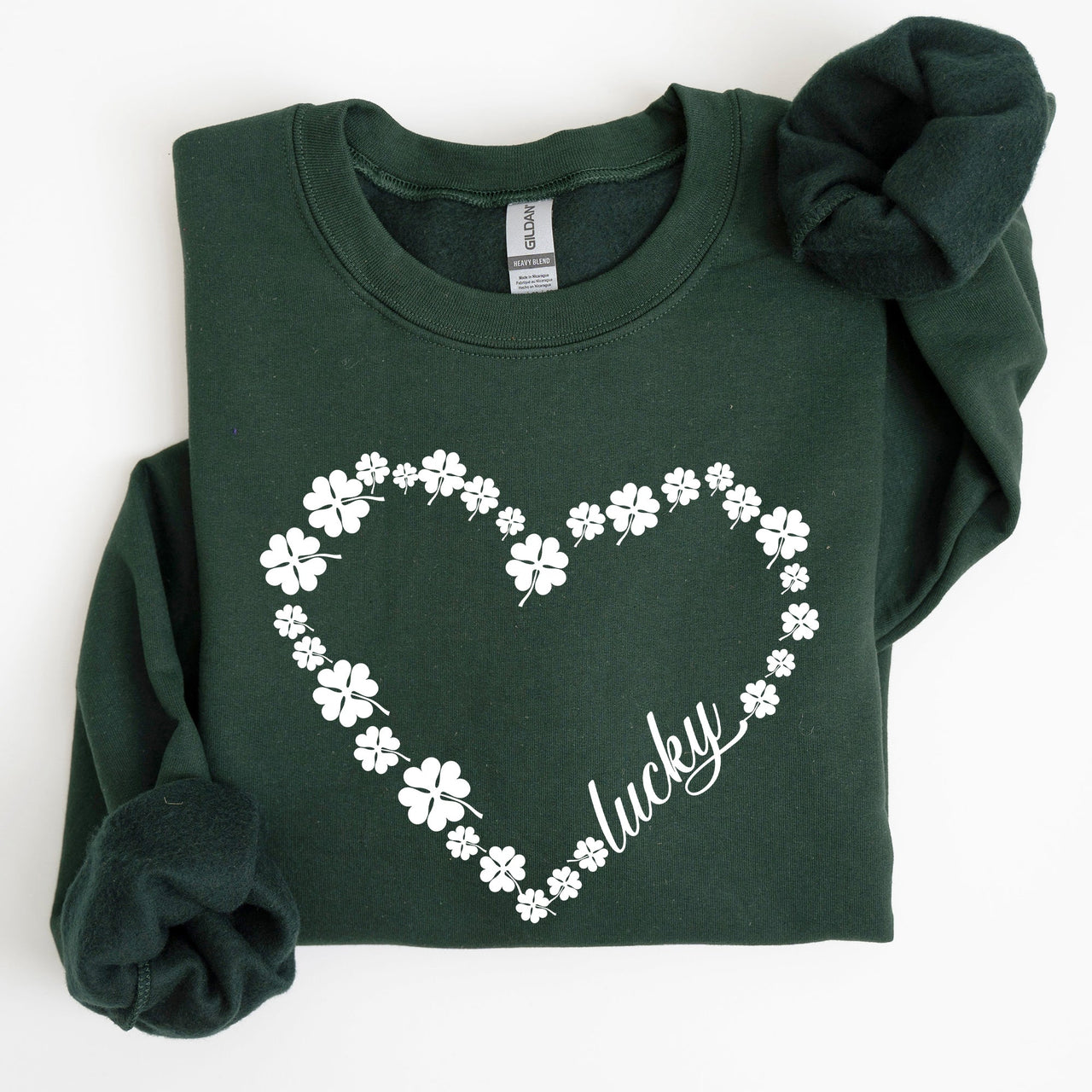 Shamrock Heart Lucky St. Patrick's Day Celebration Symbols Irish Pride Celtic Charm Sweatshirt