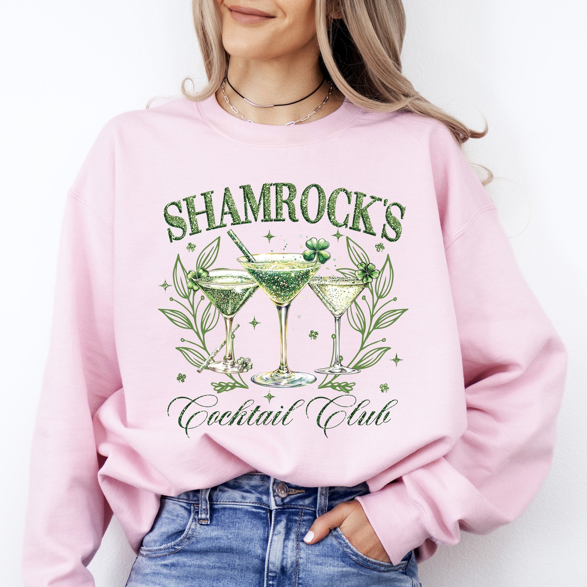Shamrock's Cocktail Club St Patrick's Day Shamrock Clover Leprechaun Celebration Sweatshirt