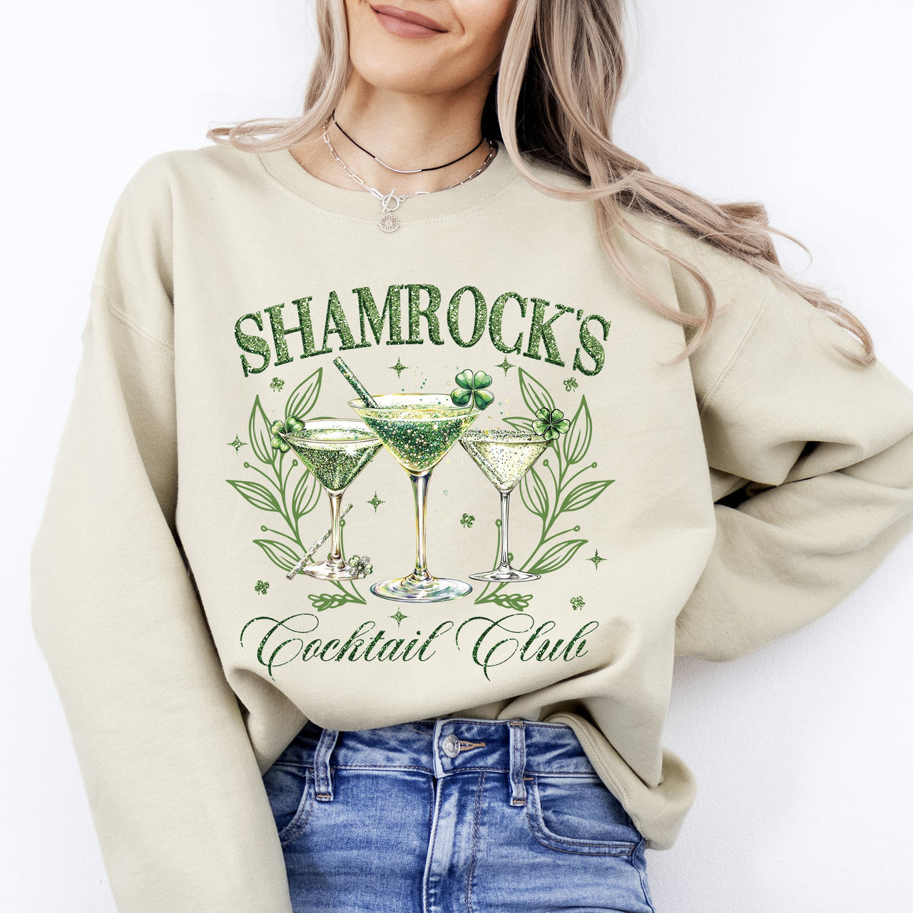 Shamrock's Cocktail Club St Patrick's Day Shamrock Clover Leprechaun Celebration Sweatshirt