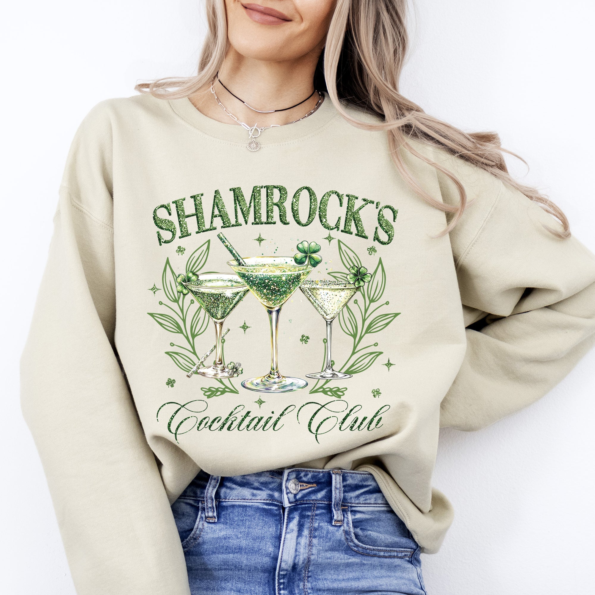 Shamrock's Cocktail Club St Patrick's Day Shamrock Clover Leprechaun Celebration Sweatshirt
