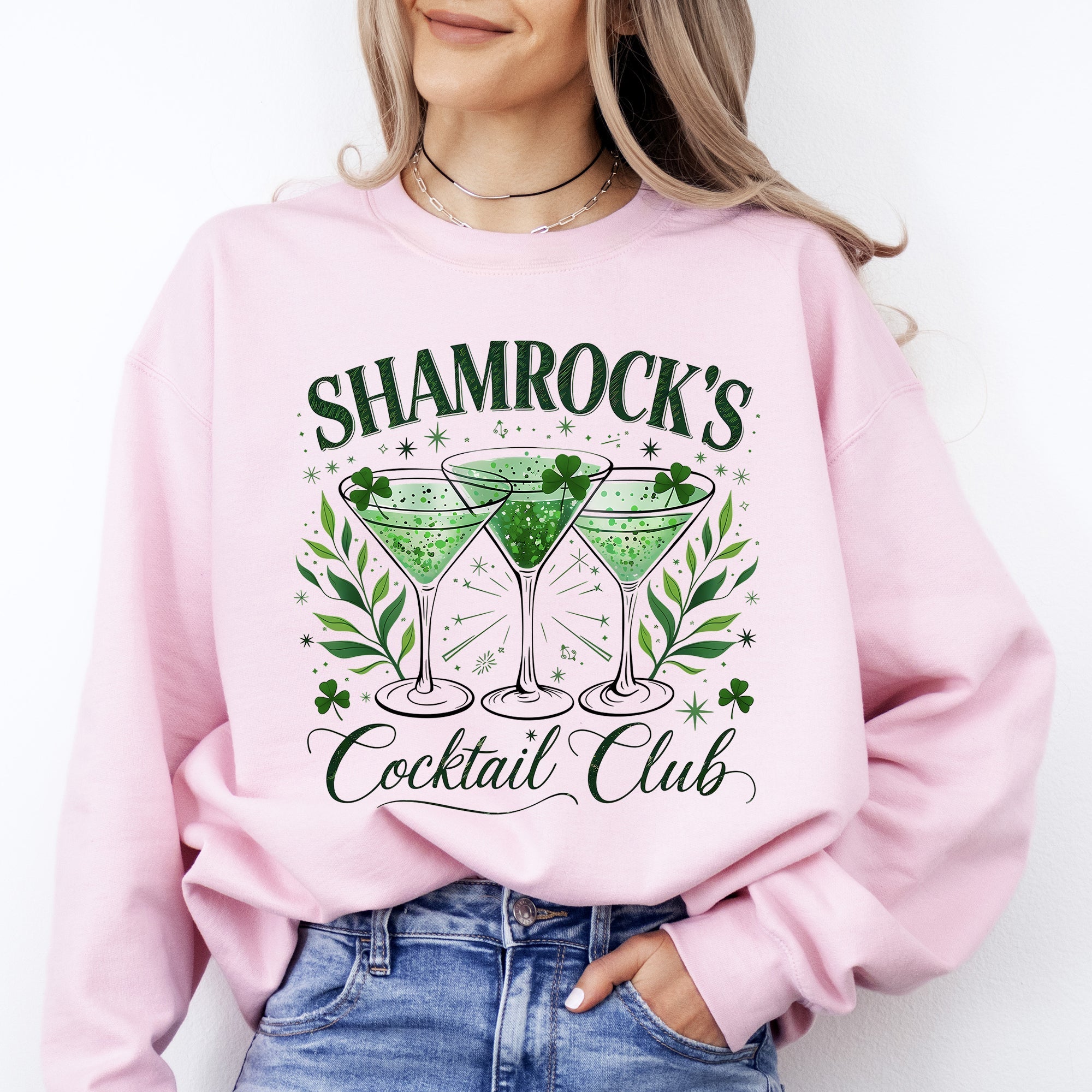 Shamrock's Cocktail Club St Patrick's Day Shamrock Clover Lucky Leprechaun Sweatshirt