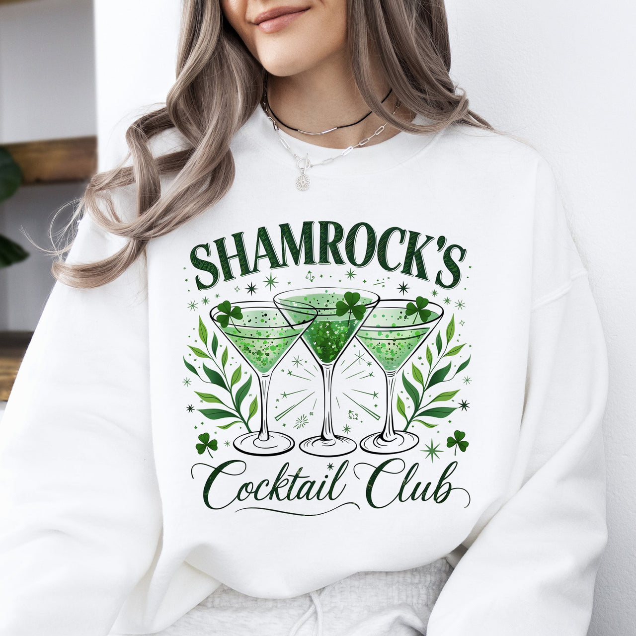 Shamrock's Cocktail Club St Patrick's Day Shamrock Clover Lucky Leprechaun Sweatshirt