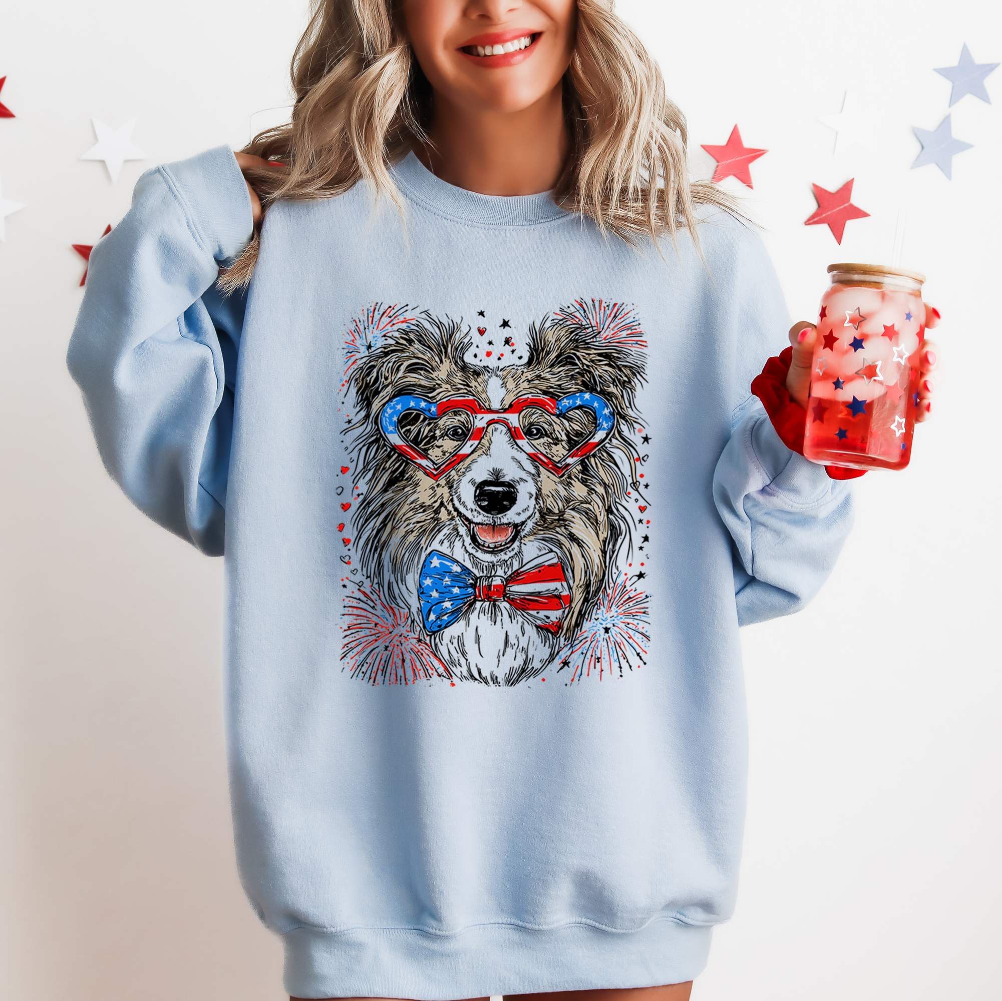 Sheltie Shetland Sheepdog Patriotic American Pet Lover USA 4th Of July Sweatshirt