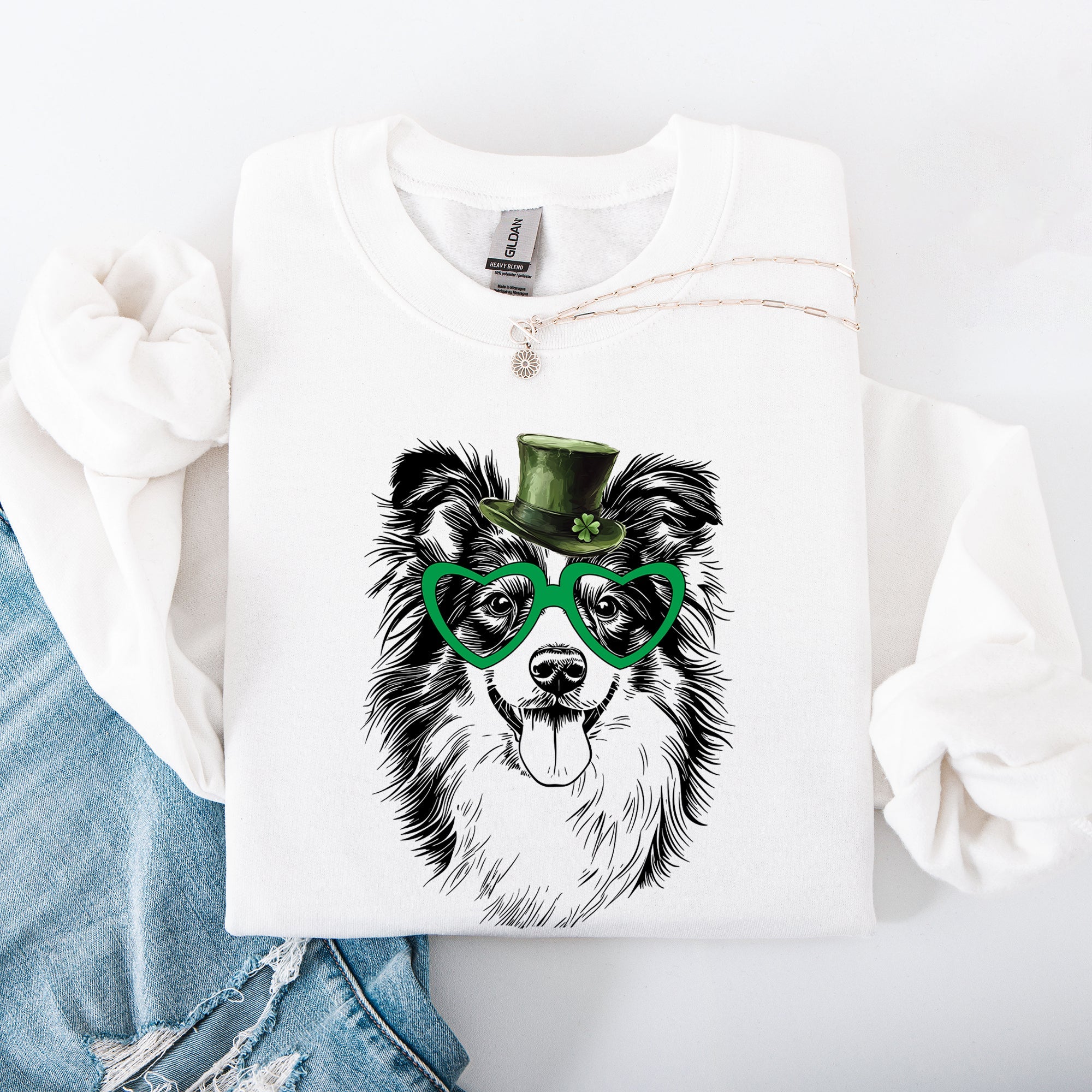 Sheltie Shetland Sheepdog Adorable Dog St Patrick's Day Lucky Irish Cozy Sweatshirt