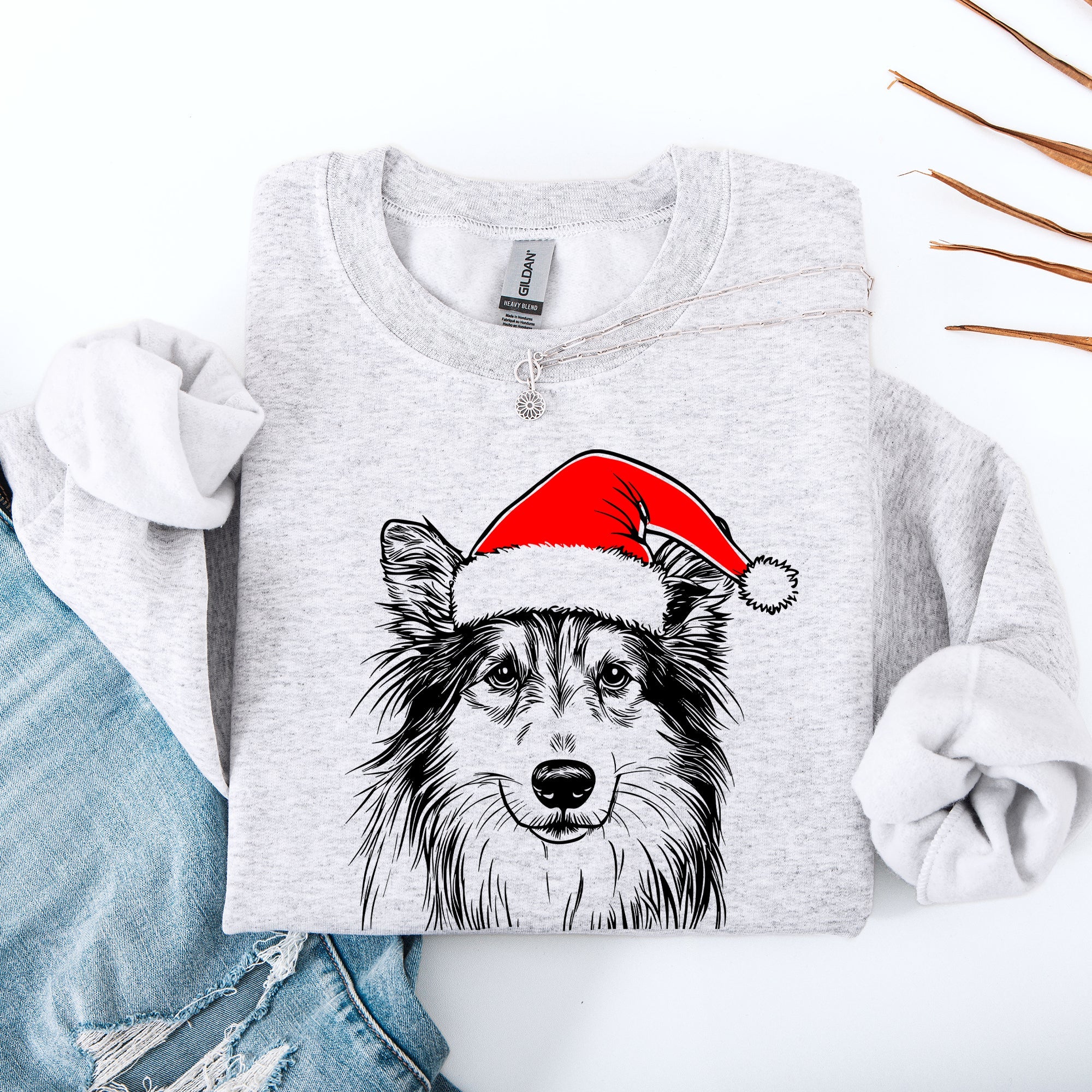 Sheltie Santa Claus Shetland Sheepdog Christmas Dog Lover Festive Cozy Sweatshirt