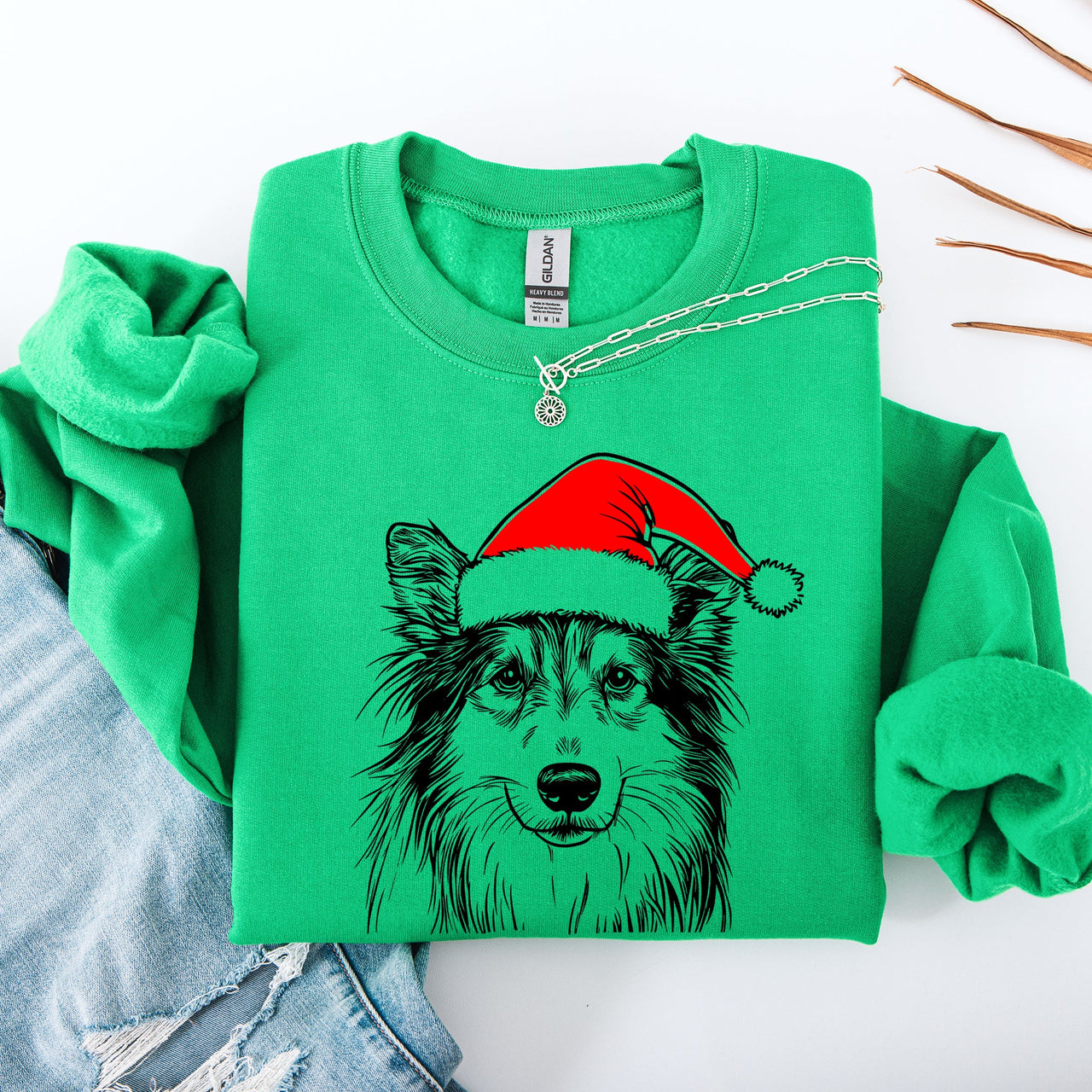 Sheltie Santa Claus Shetland Sheepdog Christmas Dog Lover Festive Cozy Sweatshirt