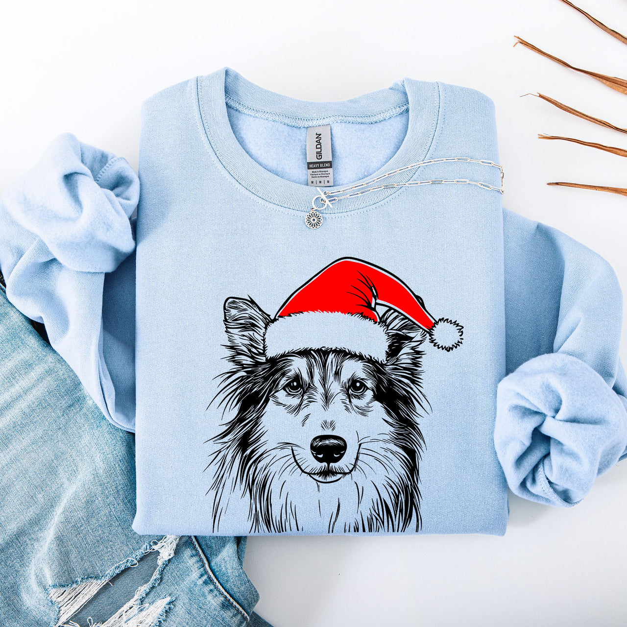 Sheltie Santa Claus Shetland Sheepdog Christmas Dog Lover Festive Cozy Sweatshirt