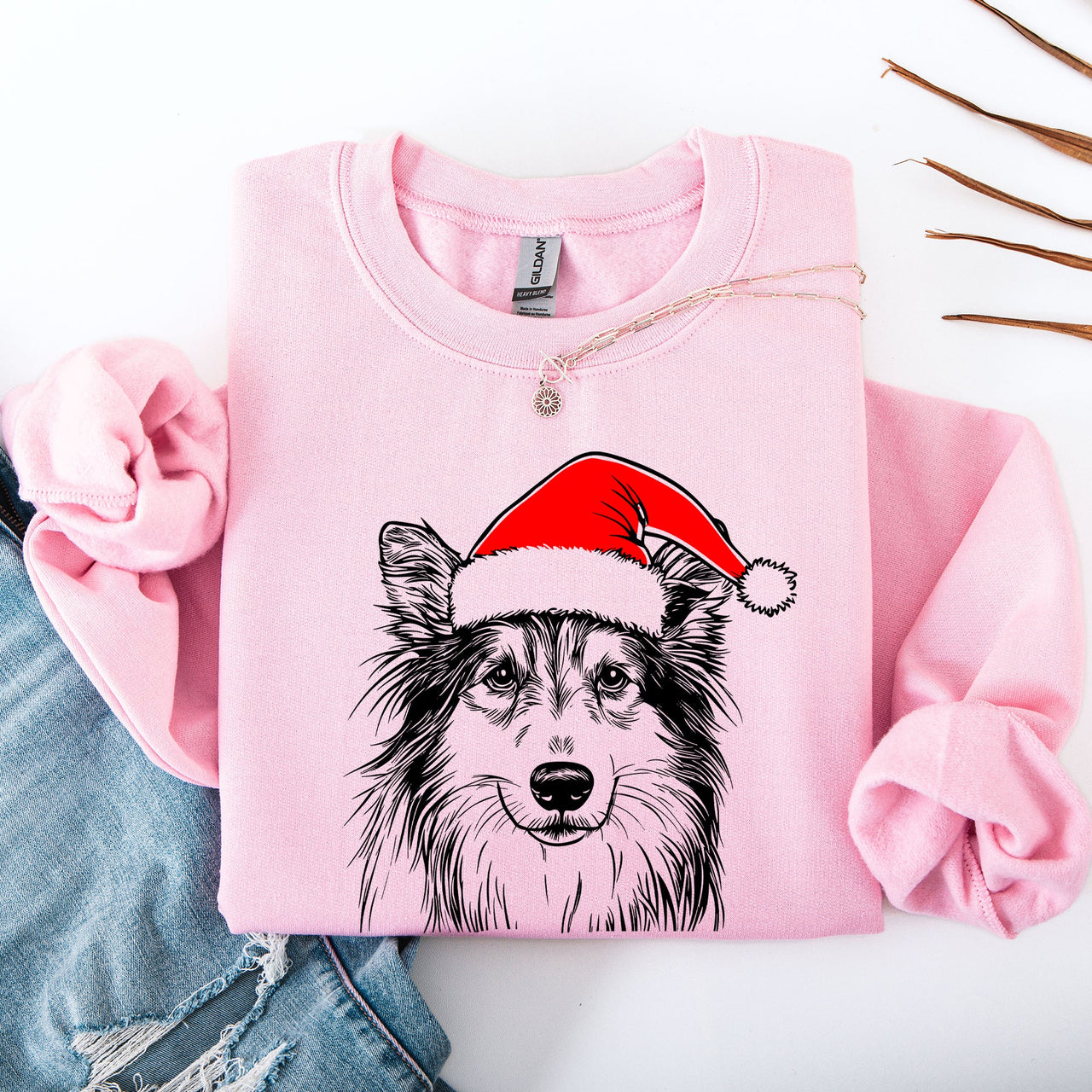 Sheltie Santa Claus Shetland Sheepdog Christmas Dog Lover Festive Cozy Sweatshirt