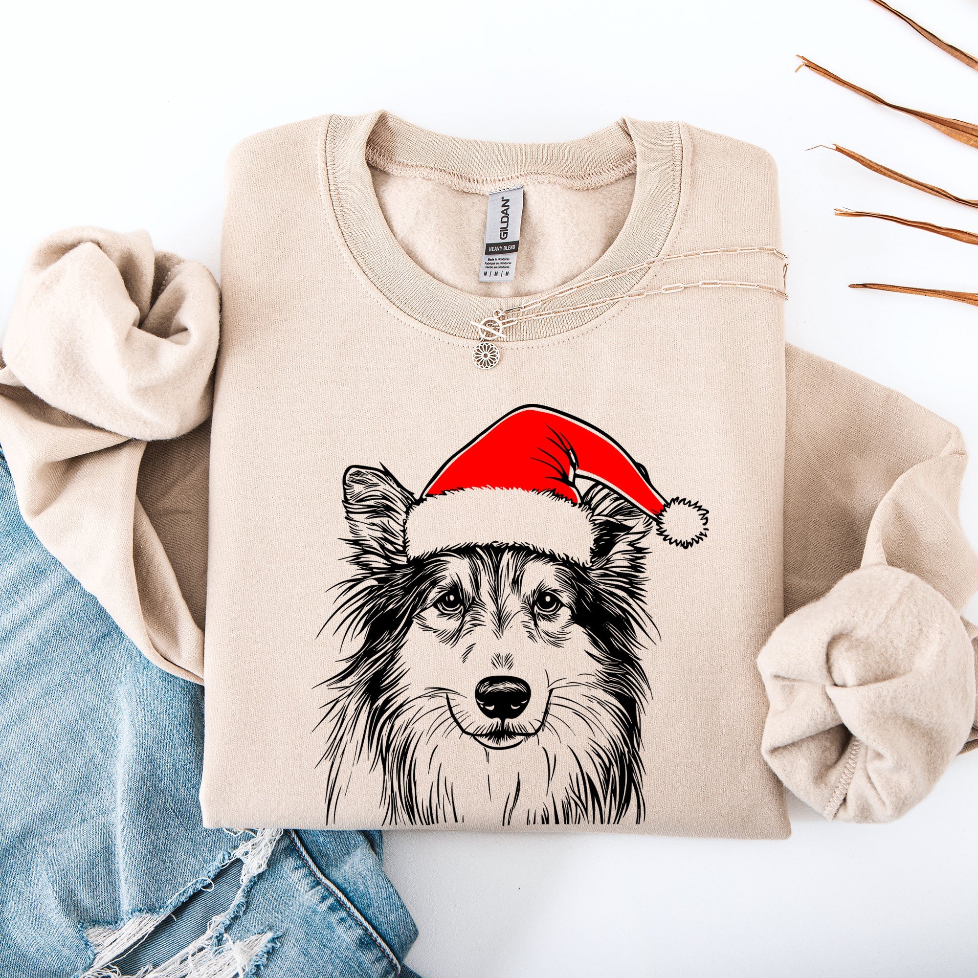 Sheltie Santa Claus Shetland Sheepdog Christmas Dog Lover Festive Cozy Sweatshirt
