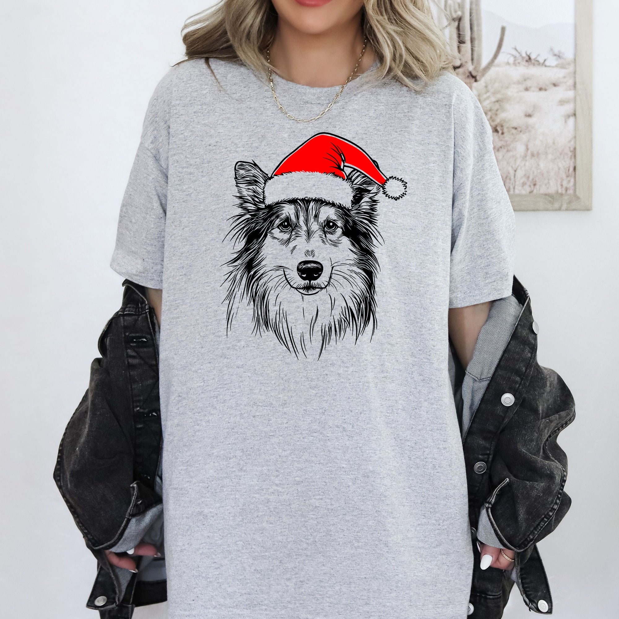 Sheltie Shetland Sheepdog Santa Christmas Dog Lover Holiday Edition For Pet Parents Comfort Colors Tee