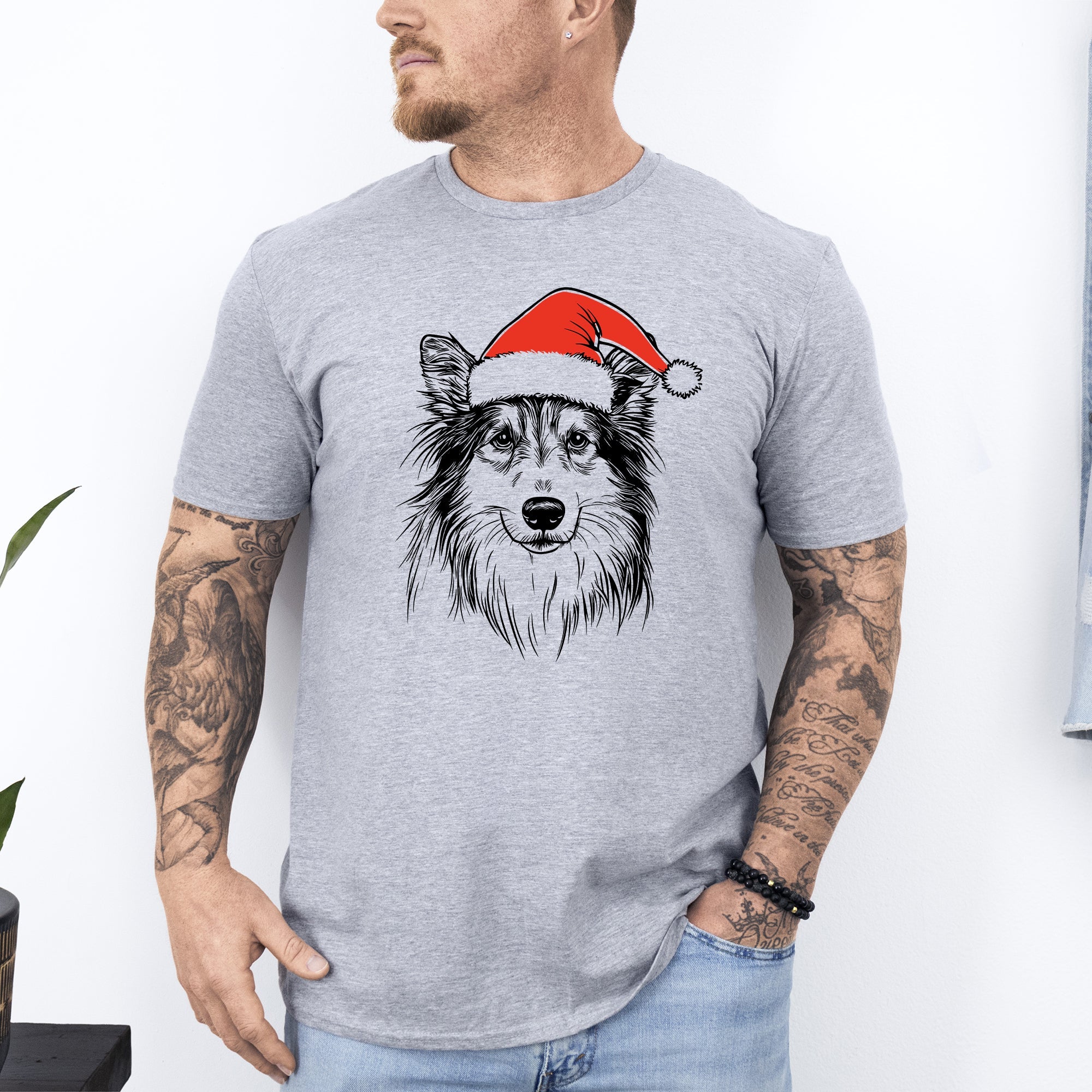 Sheltie Shetland Sheepdog Santa Christmas Dog Lover Holiday Edition For Pet Parents Comfort Colors Tee