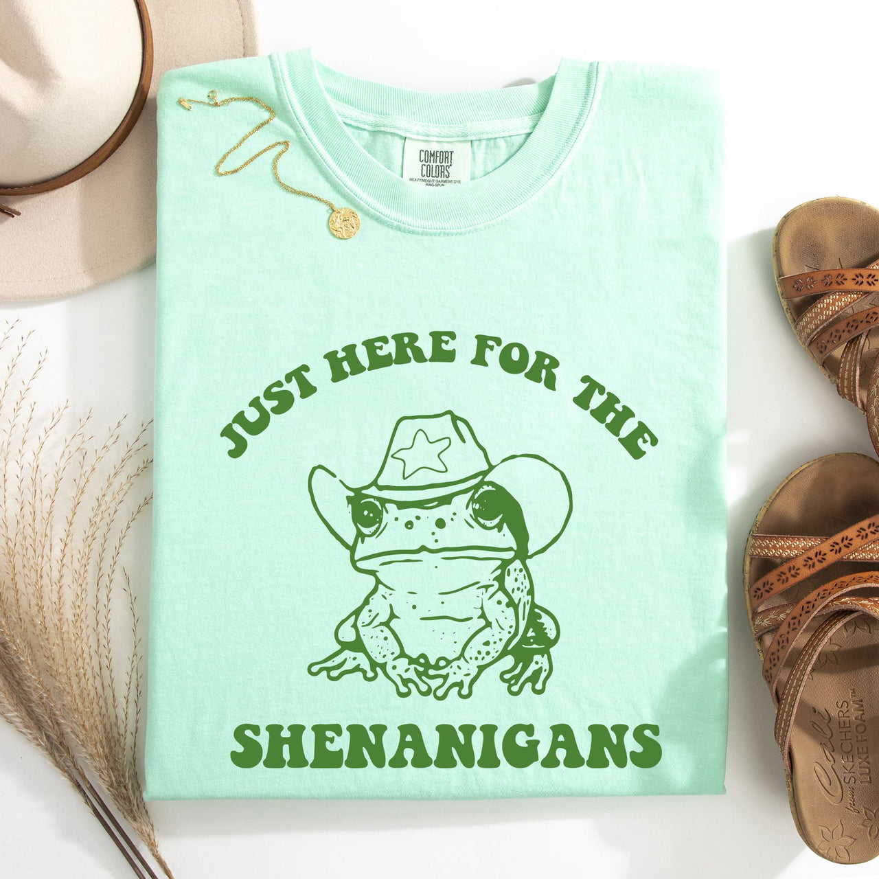 Shenanigans Frog Sheriff St Patrick's Day Shamrock Leprechaun Charm Comfort Colors Tee