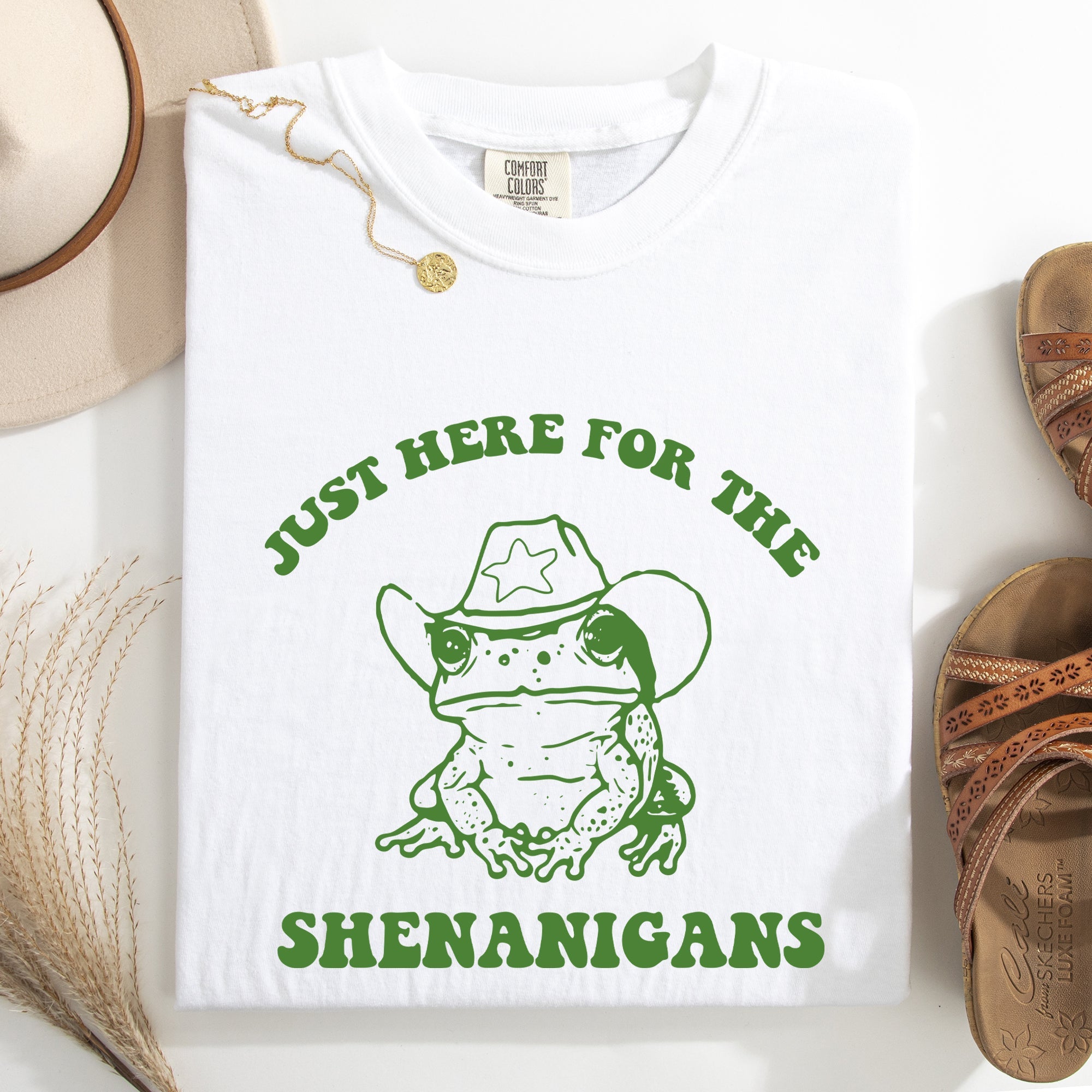 Shenanigans Frog Sheriff St Patrick's Day Shamrock Leprechaun Charm Comfort Colors Tee