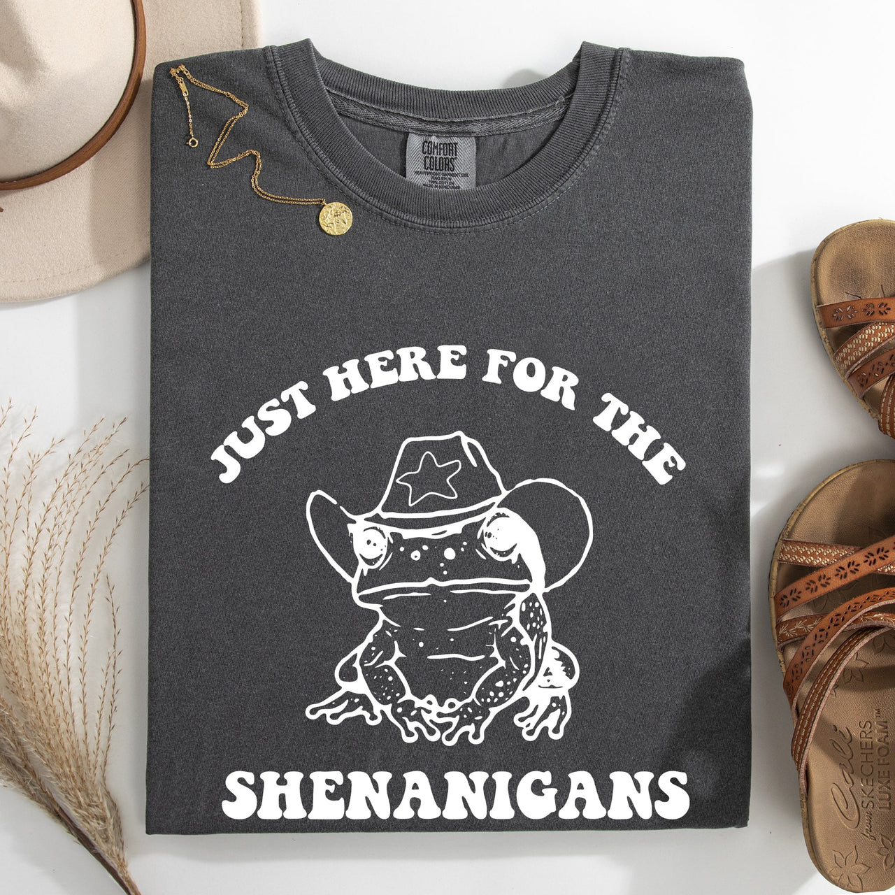 Shenanigans Frog Sheriff St Patrick's Day Shamrock Leprechaun Charm Comfort Colors Tee