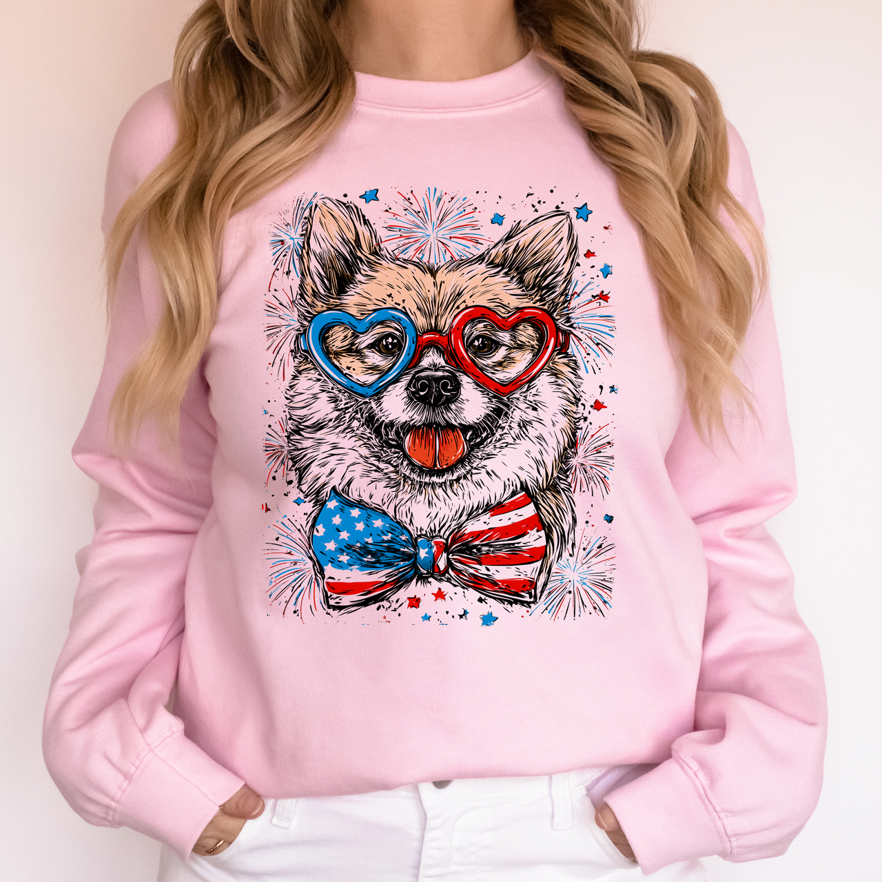 Shiba Inu Patriotic Dog USA Fourth Of July Pride Loyal Companion Graphic Sweatshirt